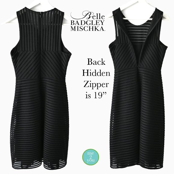 BELLE BADGLEY MISCHKA Black Sleeveless Crochet Mesh Dress - Size 4 - Picture 4 of 11